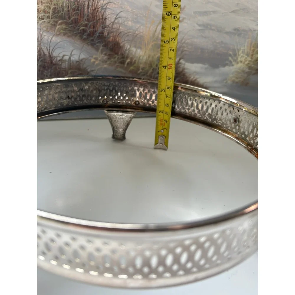 Vintage Silver Plated Reticulated Casserole Holder Lion Paw Feet Footed Trivet